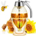 thumbnail image 1 of LOVEVER Distributeur de Miel Anti-Goutte - Distributeur de Sirop d'Érable - Beau Pot à Miel en Forme de Peigne - Pot à Miel avec Support Superbe Déco d'Abeille, 1 of 7