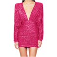 thumbnail image 1 of Pisexur Robes pour Femmes Robe de Cocktail à Col en V Profond Robe de Soirée à Paillettes de Mode Robe de Boîte de Nuit de Fête Tunique Dos Ouvert Robes de Retour à la Maison Robe Élégante pour Invitée de Mariage Robe Midi, 1 of 6