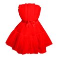 thumbnail image 4 of Liquidation et Promo, Robe Courte Sans Manches pour Femme en Maille Unie Princesse, Robe de Soirée Sans Bretelles pour Sortie Nocturne et Occasions Spéciales, Parfaite pour un Rendez-Vous/polyester, Rouge, Sopatenor, 4 of 8