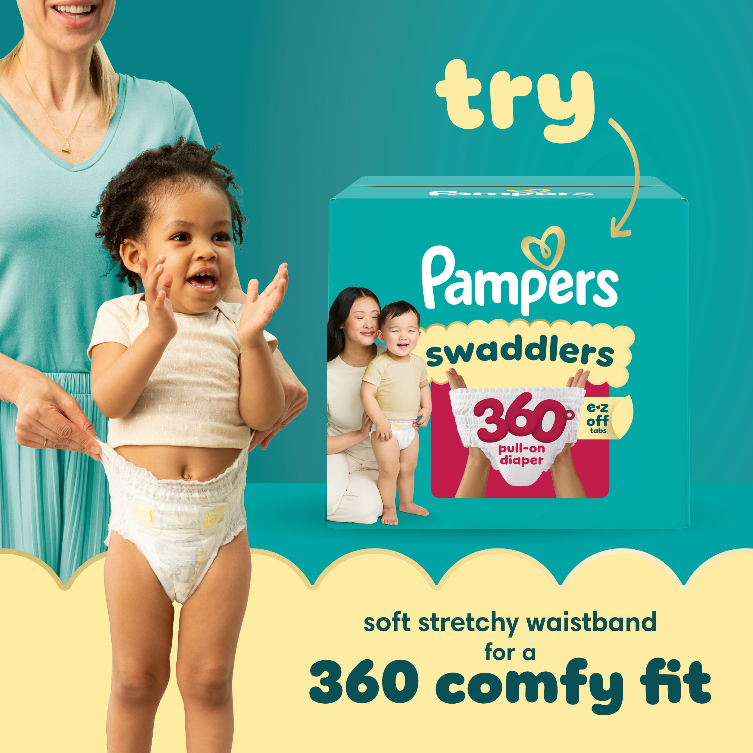 Pampers Swaddlers Couches, Taille 3 (13-26 lbs), Absorbantes, Garde Bébé au Sec et Confortable, Couche Jetable pour Bébé Sans Danger pour la Peau