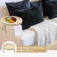 thumbnail image 2 of Sofa Armrest Tray Table Round Wooden Tray Foldable Snacks Tray Sofa Tray, 2 of 5
