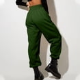 thumbnail image 4 of Sentmoon Womens Trouser Pants Oversized Drawstring Elastic Waist Woman Sweatpants Loose Cuffed Hem Solid Color Breathable Travel Pants Fall Delightful for Beach Vacation Green M, 4 of 7