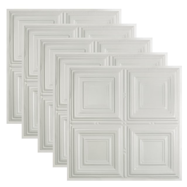Great Lakes Tin Syracuse Matte White 2ft x 2ft Lay In Ceiling Tiles (5 Pack)