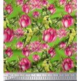 thumbnail image 1 of Soimoi polyester Crepe Fabric Parrot,Leaves & Lotus Floral Print Fabric by Yard 52 Inch Wide, 1 of 3
