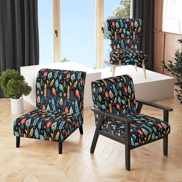 Designart "Nomadic Mosaic II" Multicolor Paisley Upholstered Accent Chair - Glam Arm Chair For Bedroom