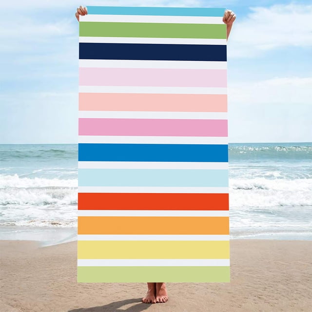 LSLJS Beach Serviette de Plage Été Serviettes de Plage Essentials Série à Rayures Serviettes en Microfibre Grandes Serviettes de Bain Serviettes de Plage