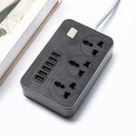 Household Power Strip, Surge Protector, Multifunctional Socket, USB Plug, 3 AC Outlets, 6 USB Ports, 6.5ft Cord, Overload Protection, Fire-Resistant, Child-Safe, Smart Socket, Home/Office Use