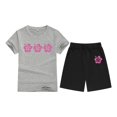 thumbnail image 4 of FAOWME T-Shirt Enfant Imprimé Lettres Colorées Col Rond Manches Courtes pour Filles Garçons T-Shirts Tee Tops Gris 2-3 Ans, 4 of 4