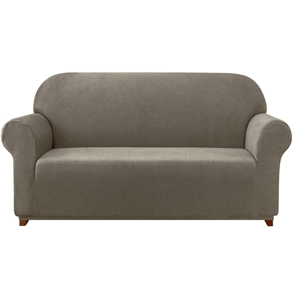 2024 Solid Print Polyester Loveseat Slipcover Chocolate