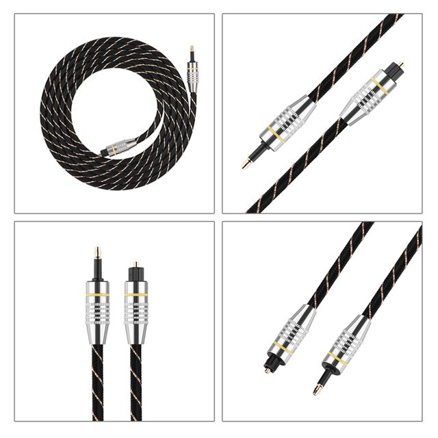 Câble Audio Numérique à Fibre Optique Connecteur SPDIF Plaqué Or Rond