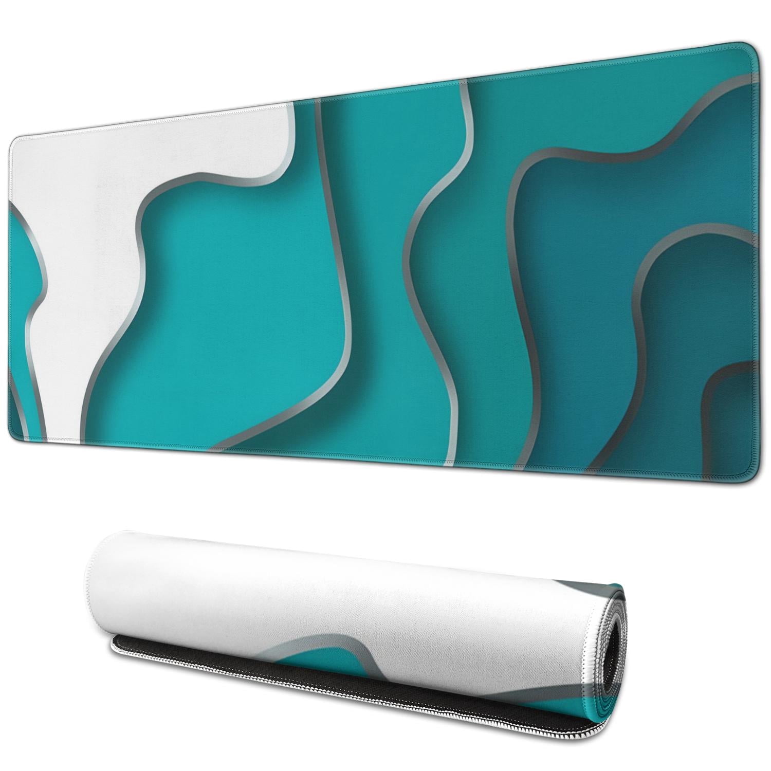 Superior Gaming Experience with Blue & White Wave Mouse Pad - Non-Slip, XL Size