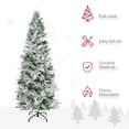 thumbnail image 4 of HOMCOM 6 FT Pencil Artificial Christmas Tree, Snow Flocked Xmas Tree, Green, 4 of 10