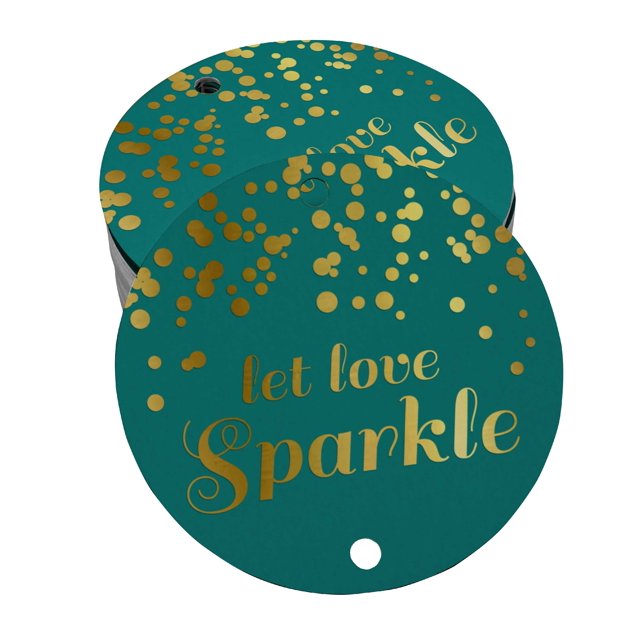 Inkdotpot Pack Of 50 Real Gold Foil Paper Tags Let Love Sparkle Wedding Favor Hang Tags
