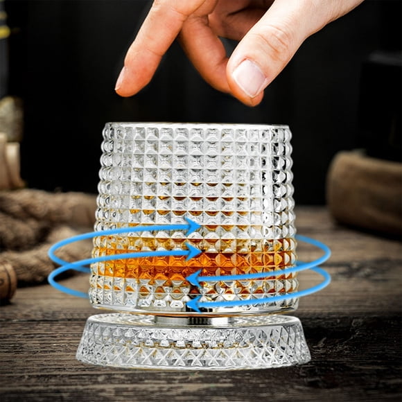 Czzoypi Crystal Spinning Whiskey Glass, Rotating Whisky Glass with Base for Spirits Cocktails, Elegant Spinning Drinkware for Home Bar Gifting Decorative Display