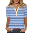 thumbnail image 1 of XMMSWDLA T-Shirts Blouse Basiques à Manches Courtes à Col Rond Décontractés pour Femmes Hauts Bleus de Travail pour Femmes, 1 of 5