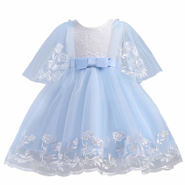Penkiiy Robe Sans Manches Brodée en Maille pour Filles, Robe de Princesse Décontractée pour Filles 11-12 Ans Bleu en Solde