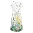 thumbnail image 4 of SMihono Robe d'Été pour Femmes Grande Taille Mode Femmes Été Imprimé Décontracté Col en V Bouton Manches Courtes Vacances Poches Robe, 4 of 5