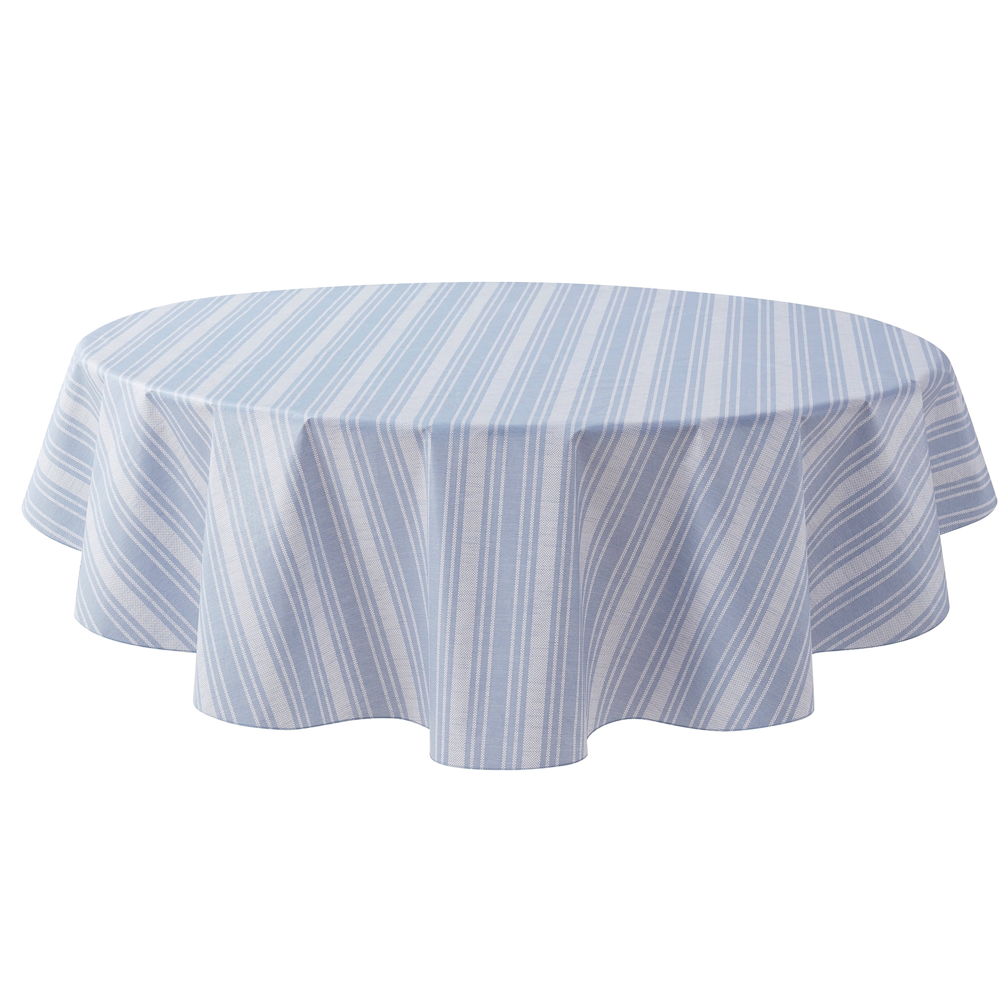 Mainstays PEVA Tablecloth 70" Round, Saville Blue Stripe