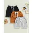 thumbnail image 2 of Gupgi 3 Pack Toddler Boy Shorts Set, Solid Loose Drawstring Shorts Kids Sports Short Pants, 2 of 8