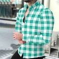 thumbnail image 1 of Timdgard Button down Shirts for Men Fall Plaid Lapel V Neck Long Sleeve Shirts Work Casual Tops, 1 of 8