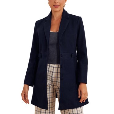 INSPIRE CHIC Women's Notched Lapel Outerwear Winter Coat XL Deep Blue
