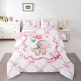 thumbnail image 1 of Erosebridal Cute Dinosaur Bedding Full Comforter Set, Pink Bowknot Down Comforter, Balloon Star Decor, Reversible, 1 of 7