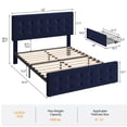 thumbnail image 2 of Bed Frame with 4 Storage Drawers and Adjustable Headboard, Upholstered Mattress Foundation with Skin-Frienly Linen, No Box Spring Needed, 2 of 9