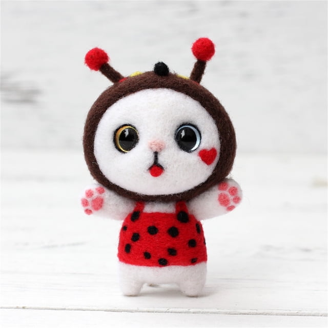 Pisexur Cute Cat Pattern Handmade DIY Poke Wool Felts Material Production Package, Christmas Gifts for Kids