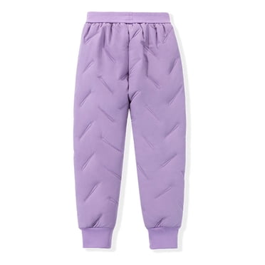 hoksml Unisex Kids' (4-15Y) Solid Color Insulated Cotton Pants - Winter Fleece-lined Waterproof Tapered Snow Pants with Elastic Cuffs