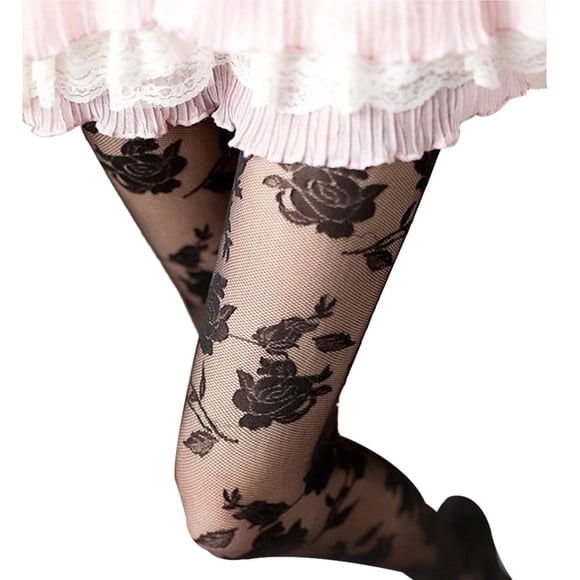 BYHONG Rose Sexy Panty Hose Women's Lace Temptation Stockings Black One Size