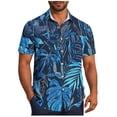 thumbnail image 1 of Pisexur T-shirts pour Hommes, Mode Décontractée Imprimée avec Poche, Boutons, Manches Courtes, Col Rabattu, Chemise de Golf Bleue, 2TG, 1 of 7