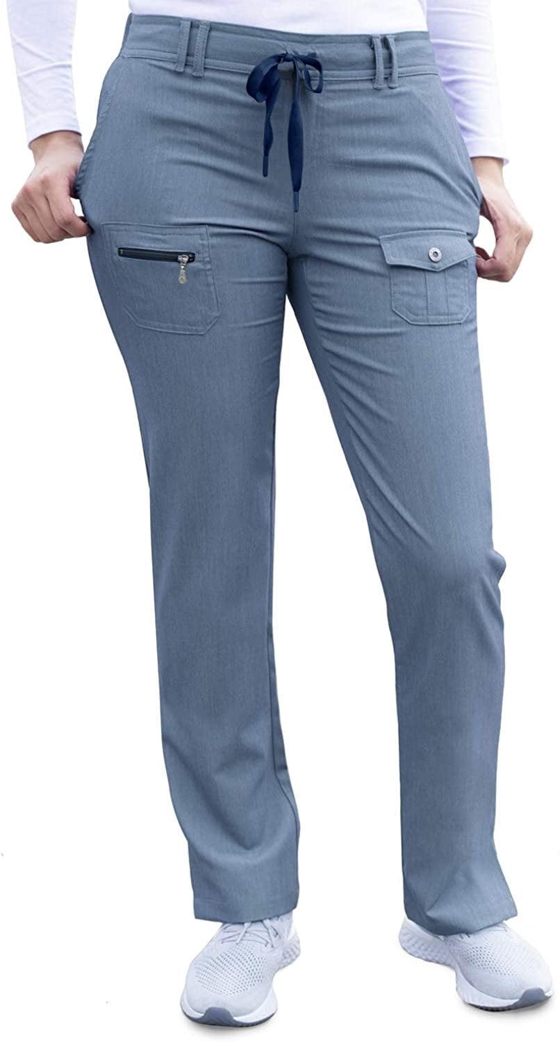 Adar Pro Heather Sarraus pour Femmes - Pantalon de Sarrau Fuselé Coupe Ajustée - P4100H - Heather Navy - 3X