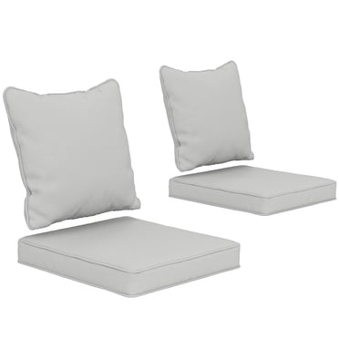 Outsunny Outdoor Chair Cushions with Backrest for Garden Patio, Light Grey