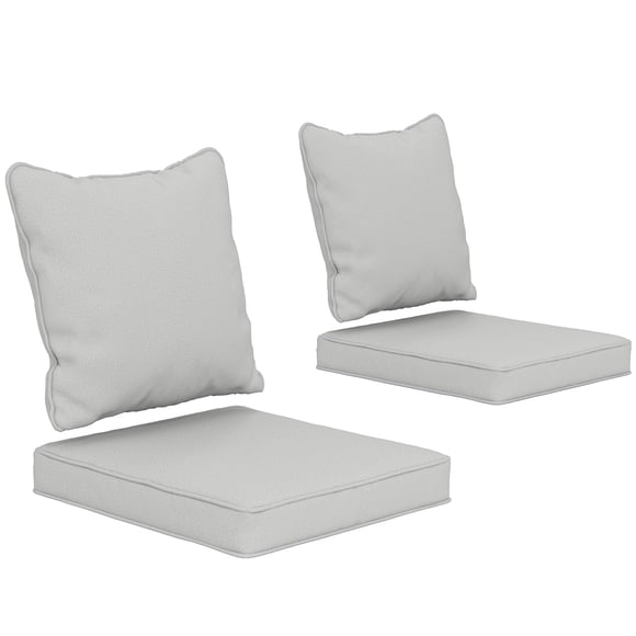 Outsunny Coussins de Chaise d'Extérieur avec Dossier pour Jardin et Terrasse, Gris Pâle