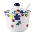 thumbnail image 1 of Hand Drawn Pattern Sugar Bowl With Lid, Ceramic Teacup Shape Sugar Pot, Coffee Accessories, Sugar Pourer, Kitchen Storage-Bauhinia-1, 1 of 7