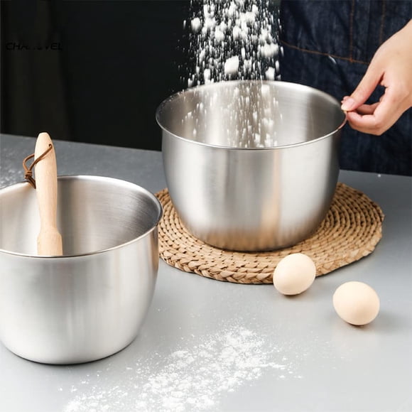 GOGRANT 304 Stainless Steel Mixing Bowl, 21cm Deep Anti-Splash Salad Bowl with Rolled Rim, Metal Kitchen Bowl for Baking Whisking Marinating Serving