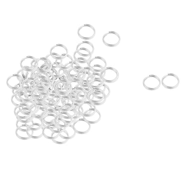 Unique Bargains Keyring Chain Metal Round Edged Split Circular Ring Key Loop Silver Tone 100 Pcs