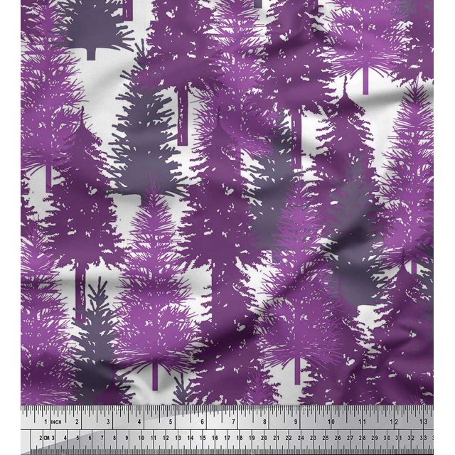 Soimoi Rayon Crepe Fabric Cedar Tree Printed Craft Fabric by the Yard 46 Inch Wide