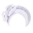 thumbnail image 2 of Fashion Women Beading Braid Hat Muslim Ruffle Cancer Wrap Cap Sleep Caps Satin Lined Hair Bonnets, 2 of 2