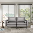thumbnail image 2 of Costway Modern Loveseat 2-Seat Sofa Couch with 2 Bolsters Side Storage Pocket Grey, 2 of 10