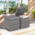 thumbnail image 1 of Costway 2PCS Patio Rattan Ottomans Seat Side Table Storage Box Footstool with Cushion Gray, 1 of 10