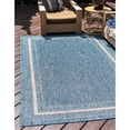 thumbnail image 2 of Unique Loom Tapis d'Extérieur Transitionnel pour Intérieur et Extérieur, Décontracté, Uni à Bordure Tonale, 4 x 6 Pieds, Bleu/beige, 2 of 2