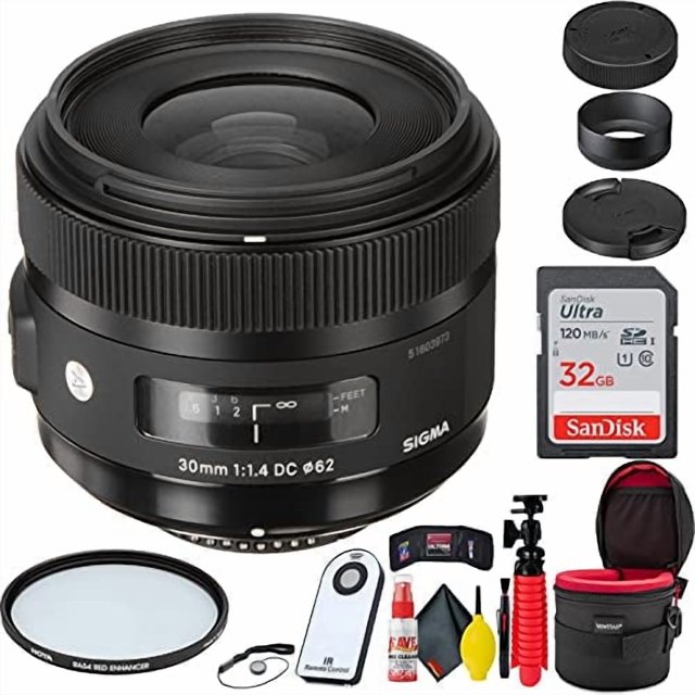 Sigma Objectif Art 30mm F/1.4 DC HSM pour Nikon F + Carte SD 32 Go Ensemble