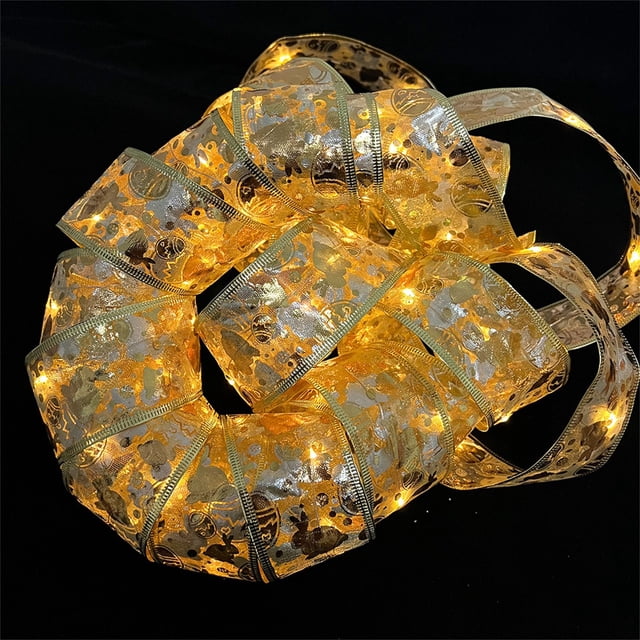 Agiferg Easter Decoration LED Ribbon Lights Easter Tree Ornaments DIY Lace Bow String Lights Decoration