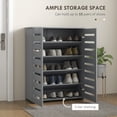 thumbnail image 4 of HOMCOM Slim Shoe Cabinet with 2 Slatted Doors for 15 Pairs of Shoes Grey, 4 of 10