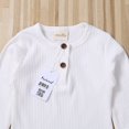 thumbnail image 4 of Baby Boy Girl Button Romper One Piece Solid Color Knit Ribbed Jumpsuit, 4 of 5