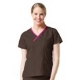 thumbnail image 1 of Core by Maevn Women's Y-Neck Mock Wrap Solid Scrub Top, 1 of 1