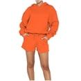 thumbnail image 1 of IROINNID Sweatsuit For Women 2 Pieces Set Reduced Solid Set Tracksuit Pullover Sport Hoodless Suit Sets Jogging Suit,Orange, 1 of 8