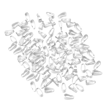 200x Pinch Bails Pinch Clip Clasps Jewelry Supplies Pendant Clasp Metal Claw Bail Connectors for Jewelry Making, DIY Craft, Bracelet Making Light