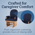thumbnail image 4 of Foundations Lullaby Wood Base Glider Nursery Rocking Chair, Padded Armrests & Storage Pockets, Natural/Blue, 4 of 8